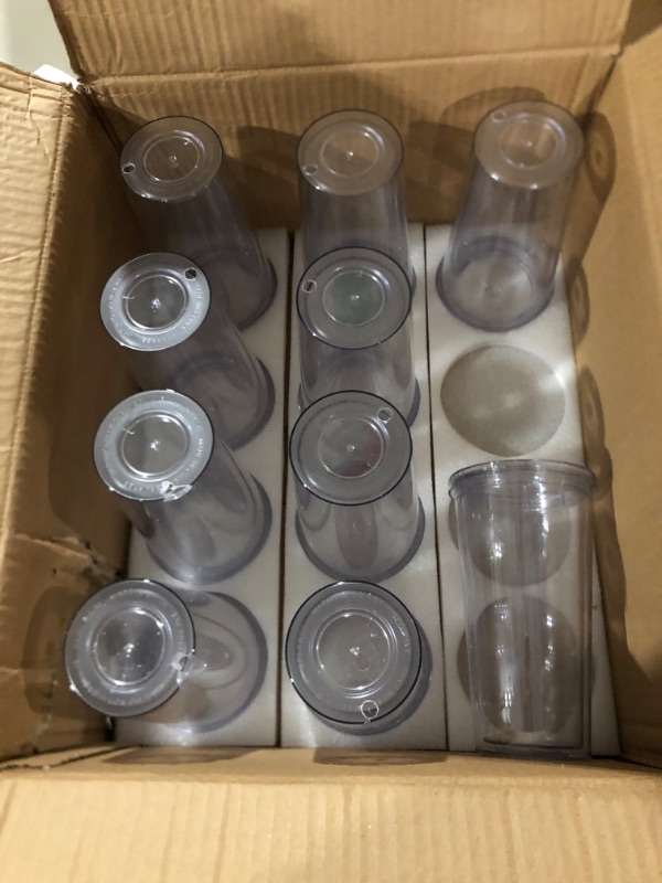 Photo 2 of  Clear Classic Tumbler 20oz/12 PACK,Tritan Reusable Plastic Cup with drilled hole on bottom 