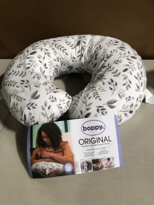 Photo 3 of Boppy Nursing Pillow and Positioner—Original Gray Taupe with Removable Cotton Blend Cover 22.5 Inches*18 Inches*6 Inch
