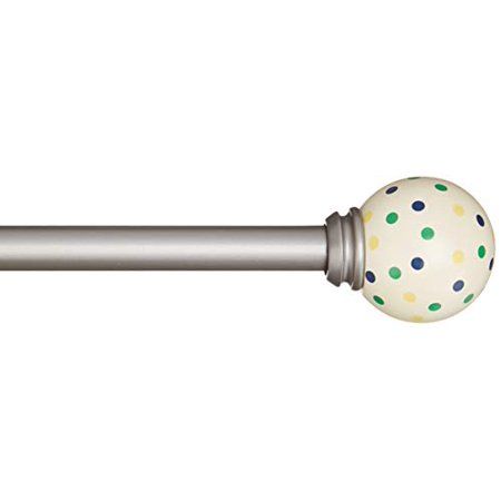 Photo 1 of Basics Decorative 5/8" Curtain Rod with Polka-Dot Finials, 86"-120", Blue Yellow Green
