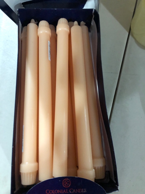 Photo 2 of Colonial Candle Unscented Taper Candle, Classic Collection, peach , 10 in, Pack of 12 -