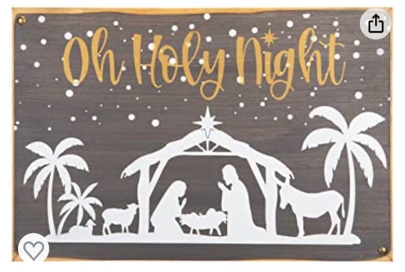 Photo 2 of Outdoor Christmas Decorations Indoor Hanging Wall Signs, Merry Xmas Nativity Wood Signs Home Decor Farmhouse Wall Decor, Christmas Signs Home sign Oh Holly Night