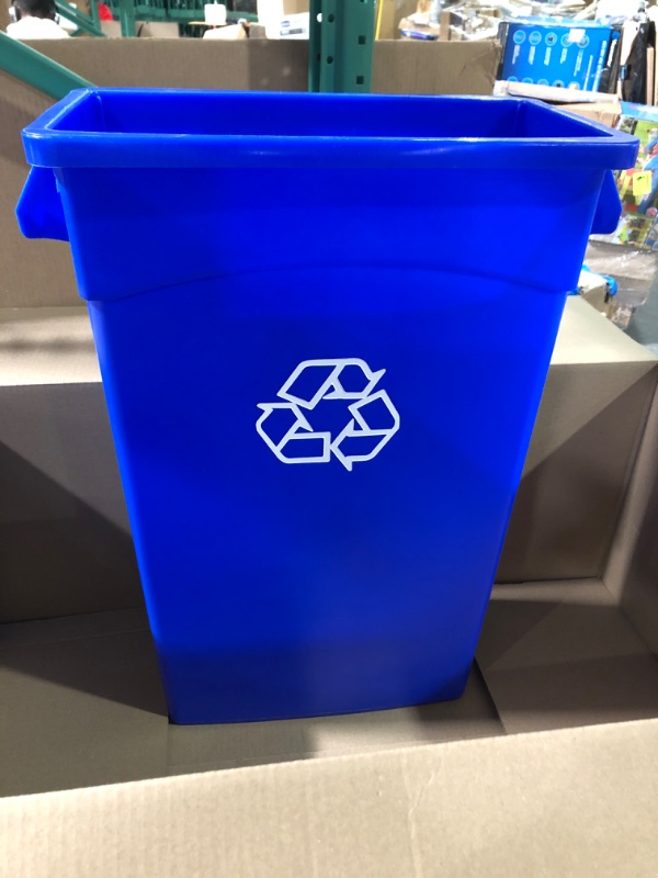 Photo 2 of AmazonCommercial 23 Gallon Commercial Slim Trash Can, Blue w/Recycle Logo, 1-pack BLUE 23 GALLON 1 pack