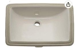 Photo 1 of DECOLAV 1402-CBN Callensia Classically Redefined Rectangular Vitreous China Undermount Lavatory Sink with Overflow, Bone