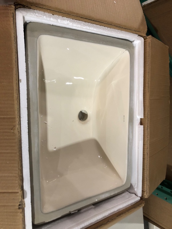 Photo 4 of DECOLAV 1402-CBN Callensia Classically Redefined Rectangular Vitreous China Undermount Lavatory Sink with Overflow, Bone