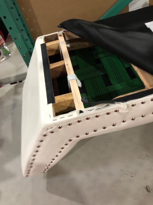 Photo 1 of Baxton Studio Wholesale Interiors Tamblin Modern and Contemporary Faux Leather Upholstered Large Ottoman Seating Bench, White