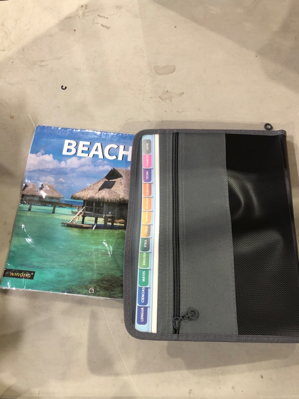 Photo 2 of Office Supplies Bundle: (1) Beaches 2023 calendar and (1) 13 tab file folder