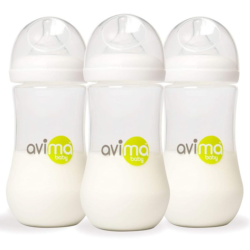 Photo 1 of Avima 12 oz Anti Colic Infant Bottles, BPA Free, Wide Neck with Fast Flow Nipples (Set of 3)