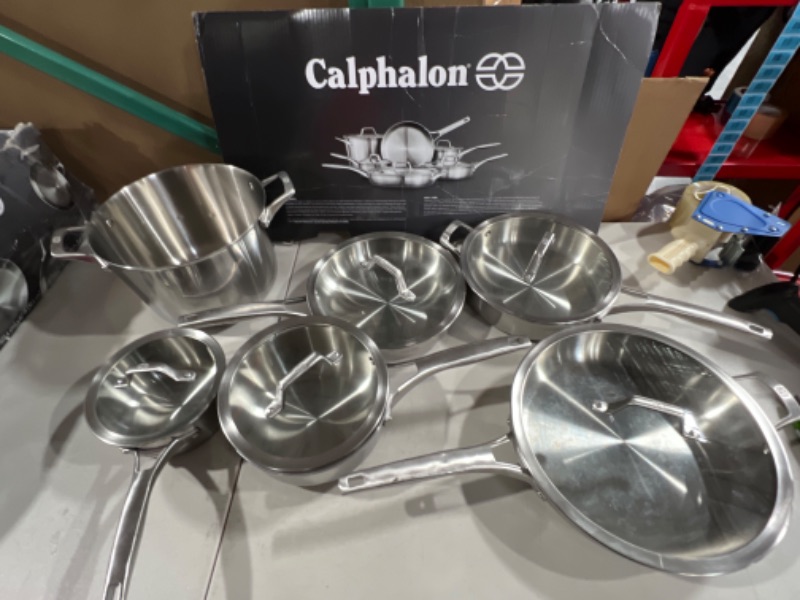 Photo 2 of Calphalon 11-Piece Pots and Pans Set, Stainless Steel Kitchen Cookware with Stay-Cool Handles, Dishwasher Safe, Silver 11-Piece Stainless Steel