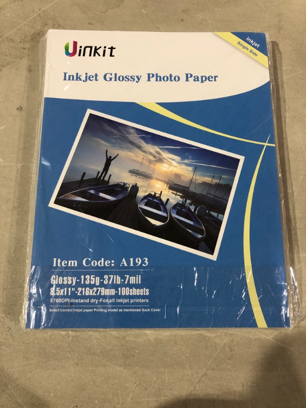 Photo 2 of Uinkit 100 Sheets 36lb Thin Brochure Flyer Paper Glossy 8.5x11 Inkjet DIY Chip Bag 135gsm Photos Picture for Inkjet Printing Printer 8.5 x 11 inches Letter size A4 Instant Dry