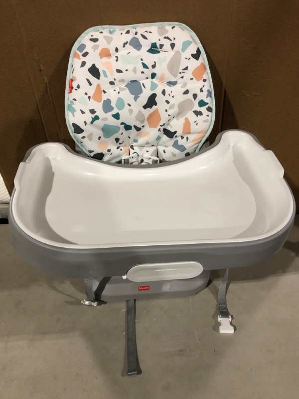 Photo 3 of Fisher-Price SpaceSaver Simple Clean High Chair – Pacific Pebble, Portable Infant-to-Toddler Dining Chair and Booster seat with Easy Clean up Features.
* Open item, no visible damage or defect. * (Stock photo for reference.)