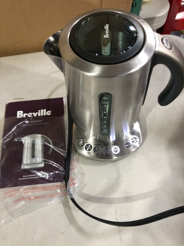 Photo 3 of Breville IQ Electric Kettle, Brushed Stainless Steel, BKE820XL
* Open box, carton damaged in shipping, Unit powers up, no visible damage or defect.
