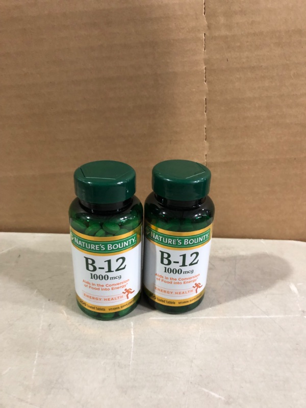 Photo 2 of Nature's Bounty Vitamin B12, Supports Energy Metabolism, Tablets, 1000mcg, 200 Ct Unflavored 2 bottles 