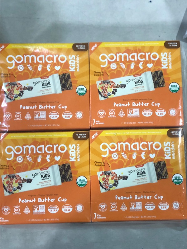 Photo 3 of 8 boxwes of GoMacro Kids MacroBar, Peanut Butter Cup, 
Organic Vegan Snack Bars, 56 ct 