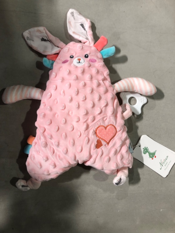 Photo 2 of  2 Bunny Loveys for Babies Soft Security Blanket Baby Snuggle Toy Stuffed Animal Blanket Baby Boy Gift for Infant and Toddler (Pink Bunny)