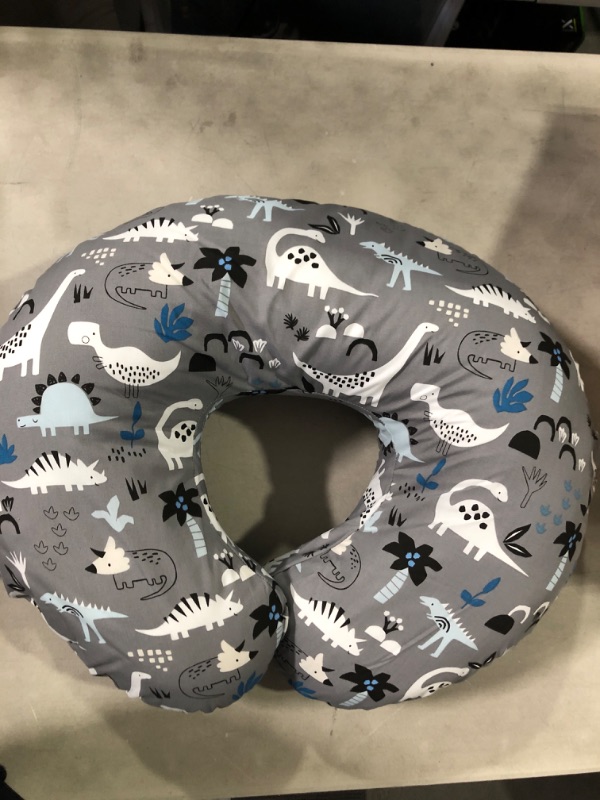 Photo 2 of Boppy Nursing Pillow and Positioner—Original | Gray Dinosaurs with White, Black and Blue | Breastfeeding, Bottle Feeding, Baby Support | With Removable Cotton Blend Cover | Awake-Time Support