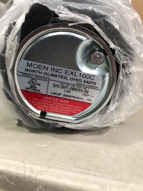Photo 2 of Moen EXL100C EX Chef Series 1 HP Continuous Feed Lighted Garbage Disposal 