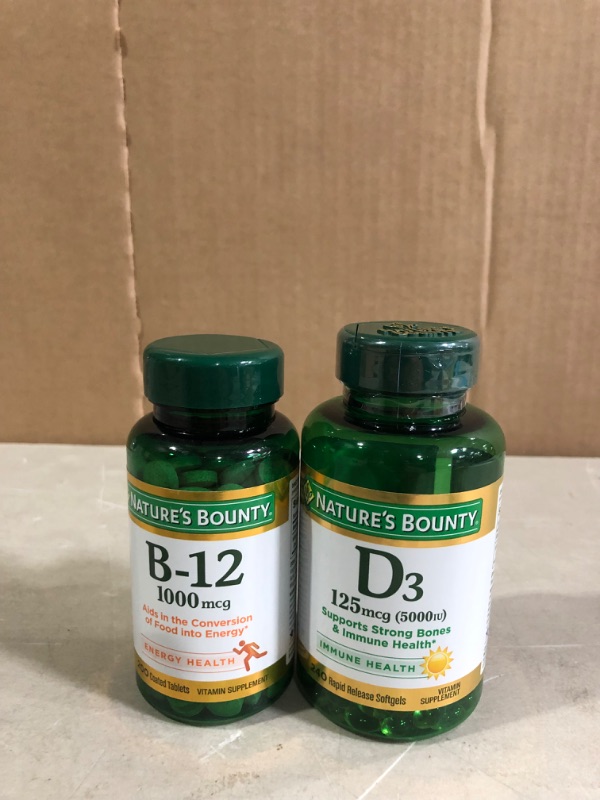 Photo 3 of Nature's Bounty Vitamin B12, 1000mcg, D3 125mcg softgels