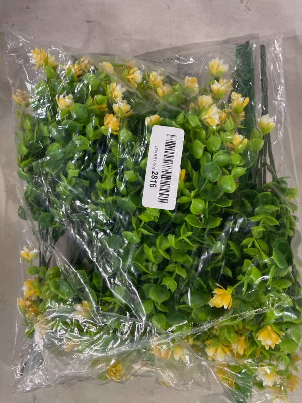 Photo 2 of Artificial Flowers for Outdoors, Fake Yellow Bouquets for Decoration (14 x 6 in, 6 Pack)