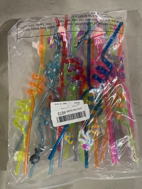 Photo 2 of 24 Pieces Outer Space Straws Birthday Party Favors Reusable Solar System Plastic Straws Rocket Spaceship Astronaut Satellite Planet Straws for Space Theme Party Baby Shower Supplies Decorations