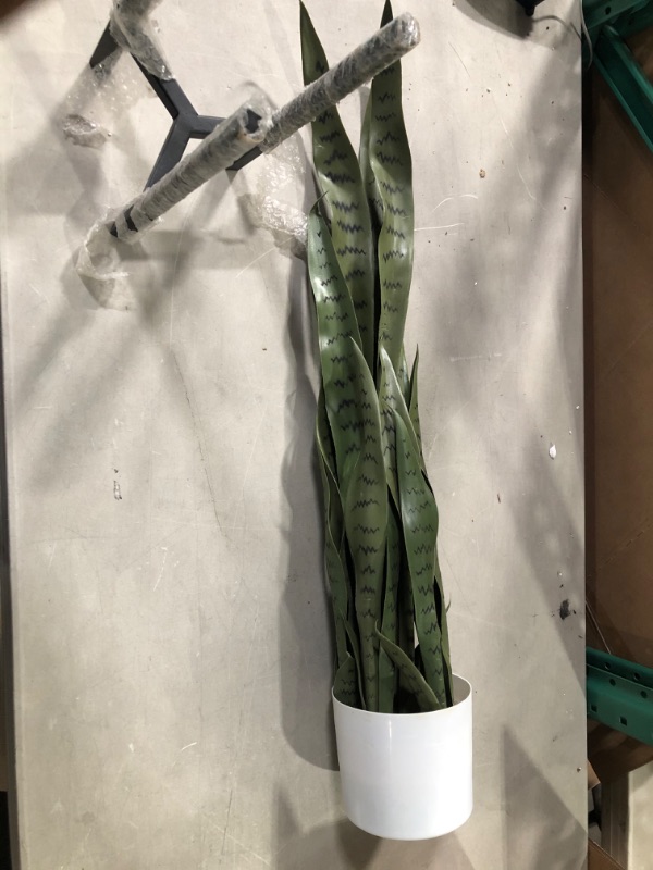 Photo 2 of  Fake Snake Plant Faux Artificial Snake Plant 36" Large Faux Sansevieria/Tongue Plant Artificial with 28 Tall Leaves Thick Durable Pot and Stand for Indoor Modern Decor 