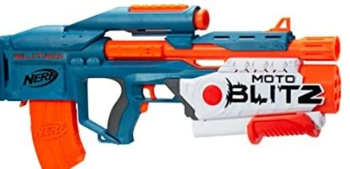 Photo 1 of NERF Elite 2.0 Motoblitz Blaster with Scope, Motorized 10-Dart Blasting, Airblitz 6 Darts, 22 Darts, Outdoor Toys for 8 Year Old Boys & Girls