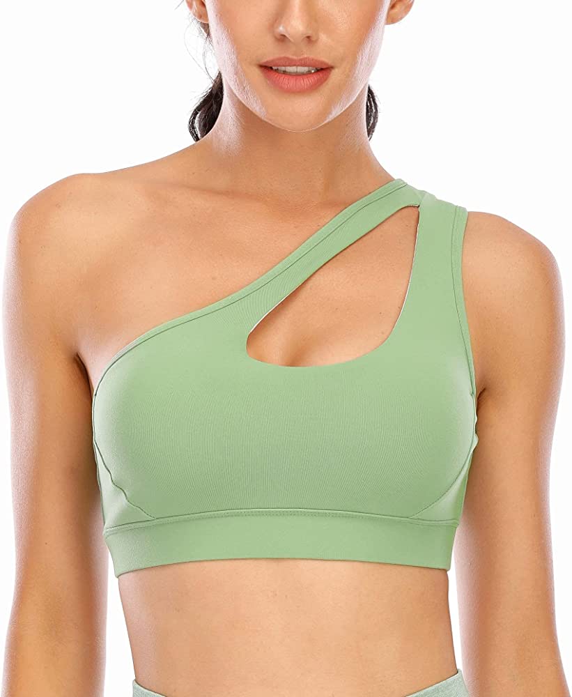 Photo 1 of RUNNING GIRL One Shoulder Sports Bra Removable Padded Yoga Top Post-Surgery Wirefree Sexy Cute SMALL Support