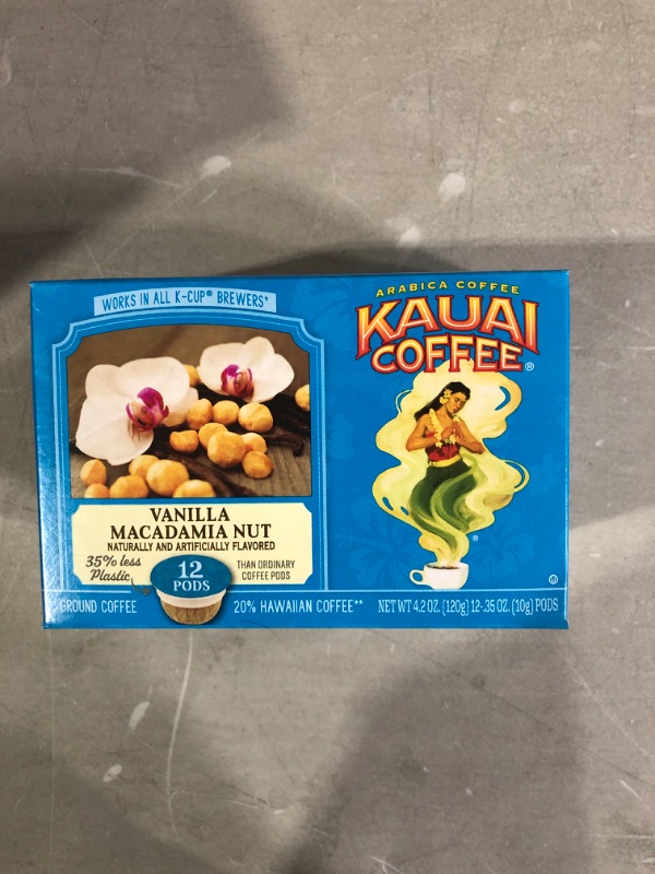 Photo 2 of Kauai Coffee Single Serve Pods, Vanilla Macadamia Nut Flavor - 100% Arabica Coffee from Hawaii's Largest Coffee Grower, Compatible with Keurig K-Cup Brewers, 12 Count (Pack of 4) Vanilla Macadamia Nut 12 Count (Pack of 4)
