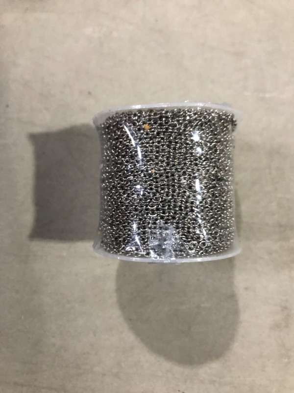 Photo 2 of 2 rolls of Pandahall 82 Feet/25M Soldered 304 Stainless Steel Curb Chains 4x3x0.6mm Stainless Steel Color Plated for Jewelry Making 0Chains- 4x3x0.6mm- 82 feet
