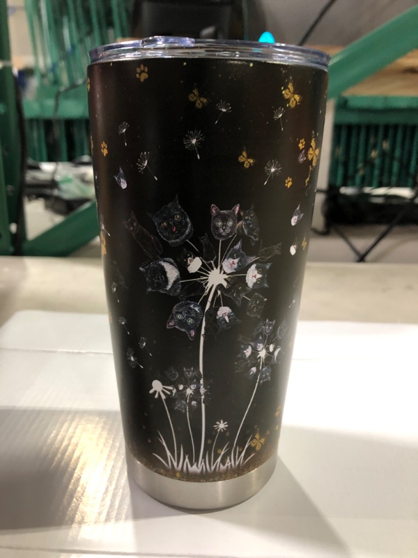 Photo 2 of 20oz Black Cats Tumbler Cup With Lid , Stainless Steel Double Wall Vacuum Thermos Insulated Travel Coffee Mug(Black Cat Tumbler) One Tumbler Cup