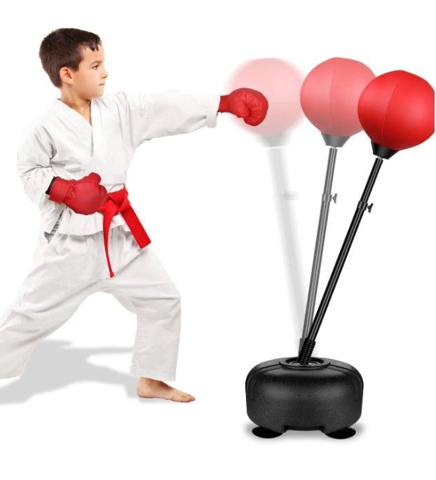 Photo 1 of Rovtop Kids Punching Bag for Kids - Height Adjustable Boxing Set with Stand and Boxing Gloves, Thicker PVC and Stronger Spring, Christmas Birthday Gifts Toys for 4 5 6 7 8 and Up Years Old Boys Girls