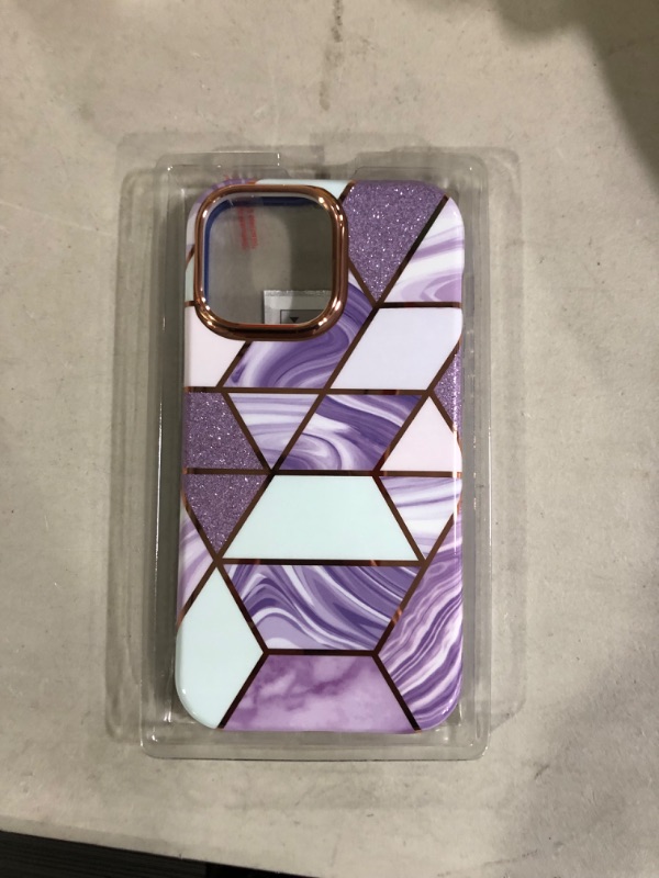 Photo 2 of ((Pack Of 4))Janmitta Stylish Phone Case for iPhone 13 Pro Max,Heavy Duty Full Body Cover Built-in Tempered Glass Screen Protector,6.7 inch 2021 Purple Marble iPhone 13 pro max Purple Marble