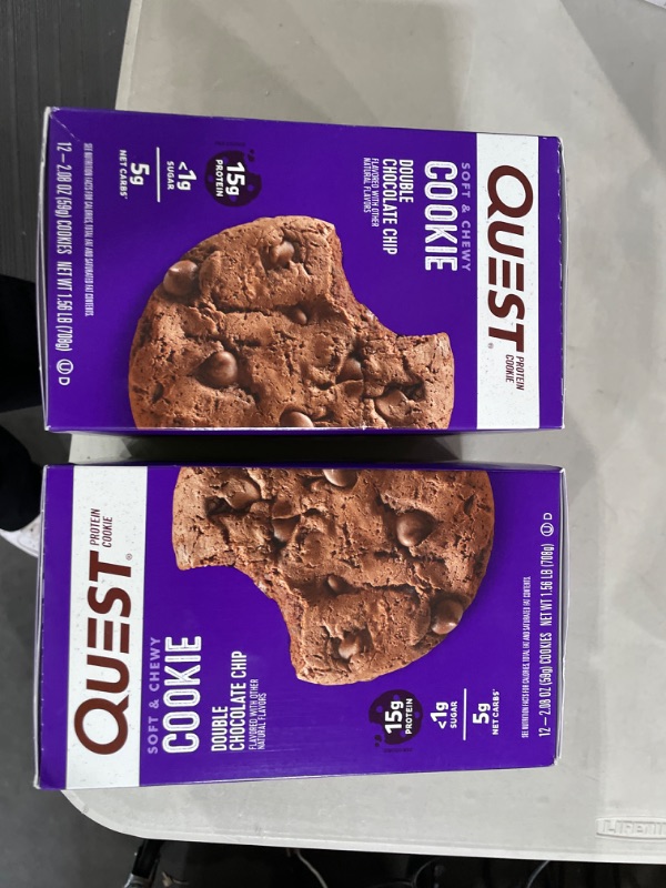 Photo 2 of Quest Nutrition Double Chocolate Chip Protein Cookie, High Protein, Low Carb, 12 Count Double Chocolate Chip 12 Count (Pack of 2 )