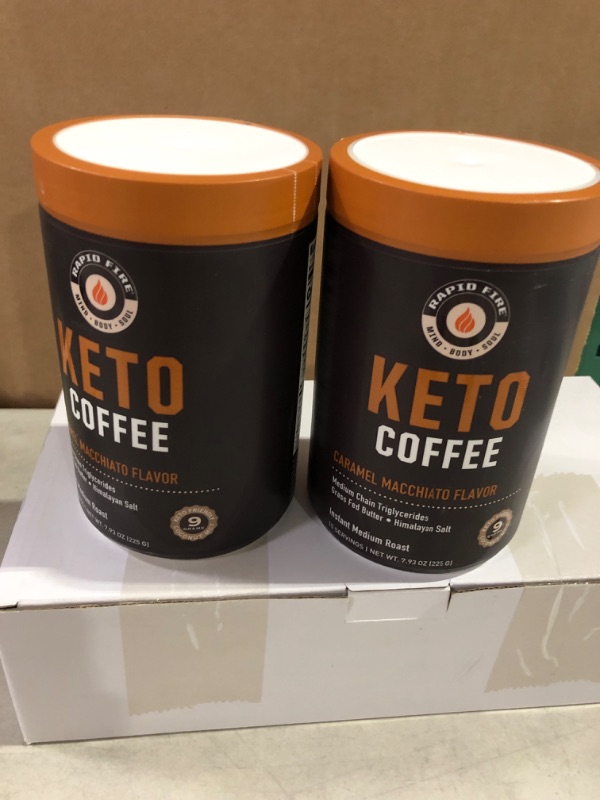 Photo 2 of **2 PACK** Rapidfire Ketogenic Fair Trade Instant Keto Coffee Mix, Supports Energy, Metabolism Booster, Grass Fed Butter, MCTs & Himalayan Salt, 15 servings, Caramel Macchiato Flavor, 7.93 Ounce