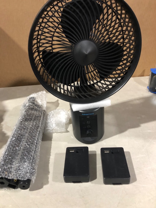 Photo 2 of 20000mAh Oscillating Battery Operated Fan w/Remote, 10 Inch Cordless Rechargeable Fan for Camping Hurricane, Portable Outside Pedestal Fan, Super Strong, Timer, 7 Speeds, Lasts 50 Hrs