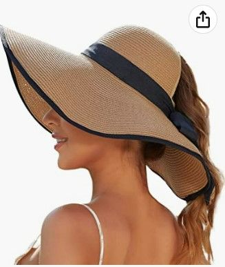 Photo 1 of Sun Hats for Women with Ponytail Hole, Khaki