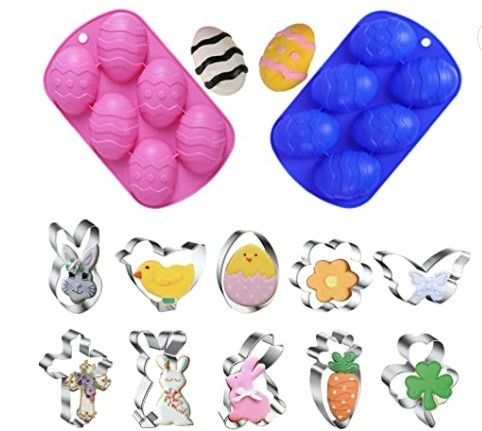 Photo 1 of 2 PCS Easter Egg Mold & 10PCS Easter Cookie Cutter Set pk 2