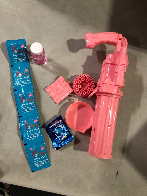 Photo 2 of 21 Hole Bubble Gun with Bubble Solution for Kids That Can Make Massive Bubbles, Electronic Automatic Bubble Blower with Lights,as Summer Gifts for 3 4 5 6 7 8 9 10 Year Old Boys Girls Toddler Pink