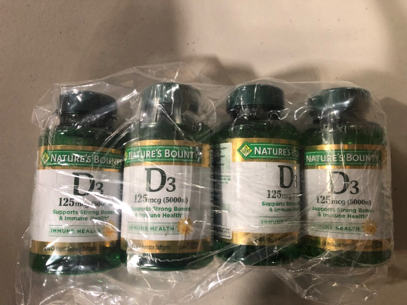 Photo 2 of 4 bottles of Vitamin D3 Softgels 125 mcg, 5000 IU
