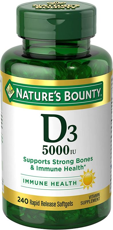 Photo 2 of 1 bottle of Nature's Bounty Vitamin B12, Supports Energy Metabolism, Tablets, 1000mcg, 200 Ct Unflavored and 1 bottle of Nature’s Bounty Vitamin D3, Immune Support, 125 mcg (5000iu), 