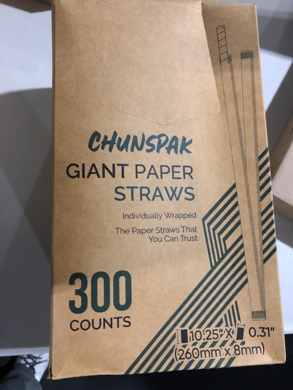 Photo 1 of [8MM Wide] Biodegradable Paper Smoothie Straws, 7.75" x 0.31", Plain White, 200 Ct. - Wider Paper Drinking Straws for A Great Number of Drinks