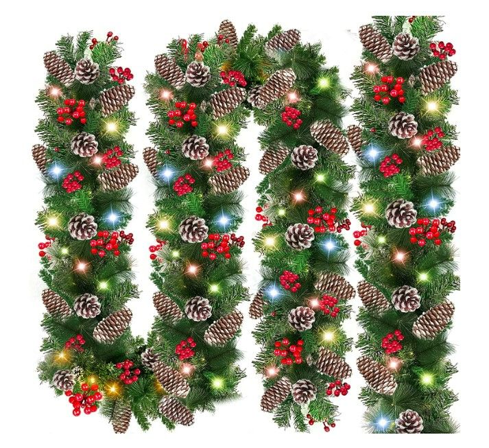 Photo 1 of 9Ft 100 LED  Christmas Garland 2 pack (Pack of 2)