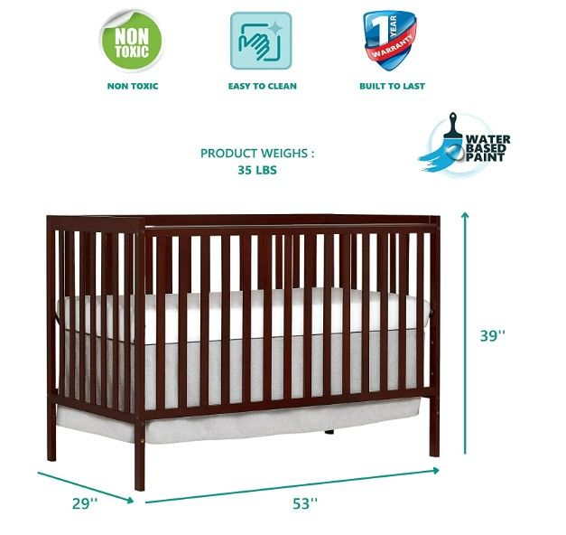 Photo 1 of Dream On Me Synergy 5-In-1 Convertible Crib In Espresso,