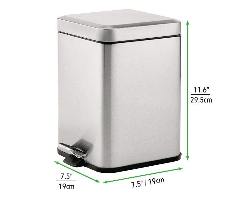 Photo 1 of 1.5 Gallon Square Small Metal Step Trash Can