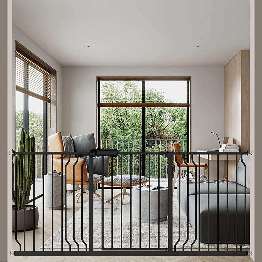 Photo 1 of ALLAIBB Extra Wide Pressure Mounted Baby Gate Walk Through  (66.93-71.65"/170-182cm, Black)