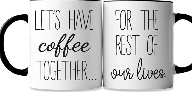 Photo 1 of Celebrimo Lets Have Coffee Together For The Rest of Our Lives Coffee Mug Set - Anniversary Engagement Wedding Gifts for Him, Her, Couples - Mr and Mrs Couple Mugs - His and Hers Engaged Bridal Gift