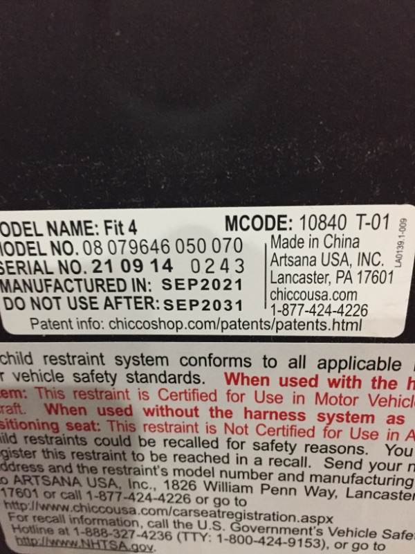 Photo 1 of Chicco Fit4 Adapt 4-in-1 Convertible Car Seat - Vapor | Grey