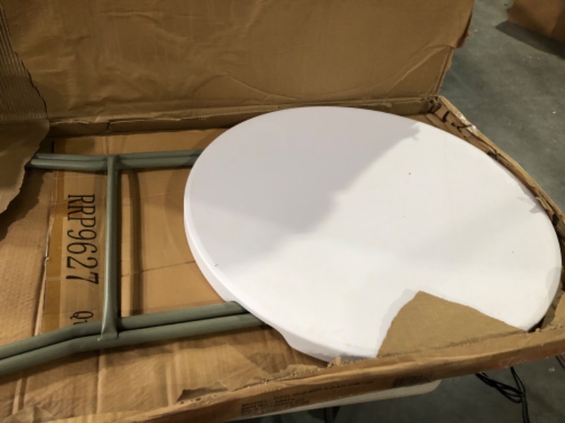 Photo 1 of Flash Furniture 2.6-Foot Round Granite White Plastic Bar Height Folding Table 2.6 ft Granite White