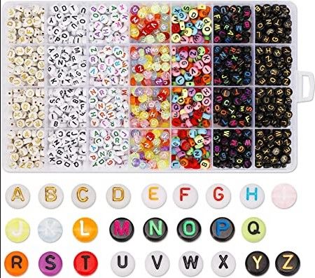 Photo 1 of 1400pcs 5 Color Acrylic Alphabet Cube Beads Letter Beads with 1 Roll 50M Crystal String Cord for Jewelry Making?6mm?