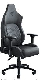 Photo 1 of Wheels missing. Razer Iskur Fabric Gaming Chair: Ergonomic Lumbar Support System - Ultra-Soft, Spill-Resistant Fabric Foam Cushions - 4D Armrests - Engineered to Carry - Foam Head Cushion - Dark Gray