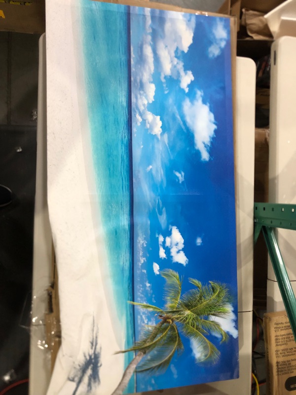 Photo 3 of ***SEE CLERK NOTES***
XXMWallArt FC2462 Seascape Wall Art Tropical Paradise Beach with White Sand and Coco Palms Canvas - 24inchx48inch Beach